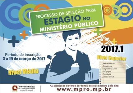 MP-RO abre inscrições para seleção de estagiários de nível médio e superior; Vagas para Guajará-Mirim