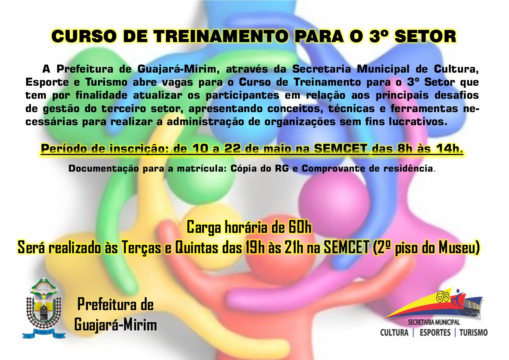 SEMCET ABRE INSCRIÇÕES PARA CURSO DE TREINAMENTO PARA O 3º SETOR