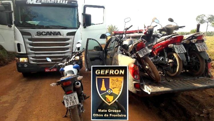 GEFRON: Polícia intercepta caminhão e prende dupla que levava à Bolívia motos furtadas em RO