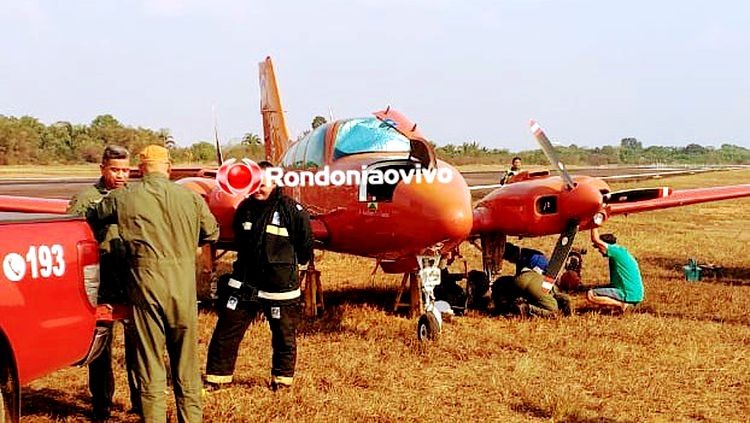 PNEU ESTOUROU: Aeronave do Corpo de Bombeiros saída pista no aeroporto de Porto Velho