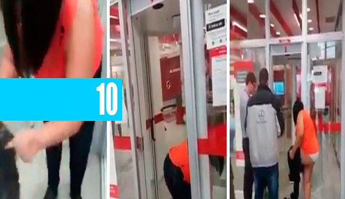 MULHER FICA SEMINUA AO TENTAR ENTRAR EM AGÊNCIA DO SANTANDER {VÍDEO}