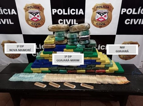 Núcleo Integrado de Inteligência de Fronteira, e Polícia Civil de Guajará-Mirim, Nova Mamoré apreendem quase 90 quilos de drogas durante operação