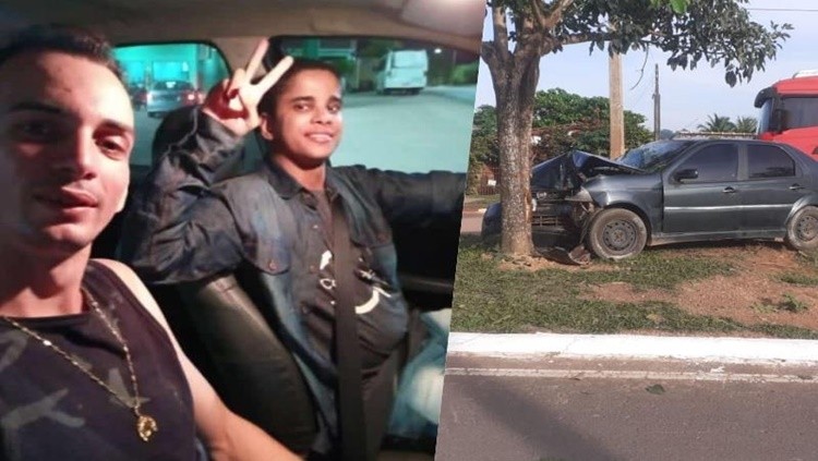 Jovem morre após colisão de automóvel contra árvore e amigo fica ferido