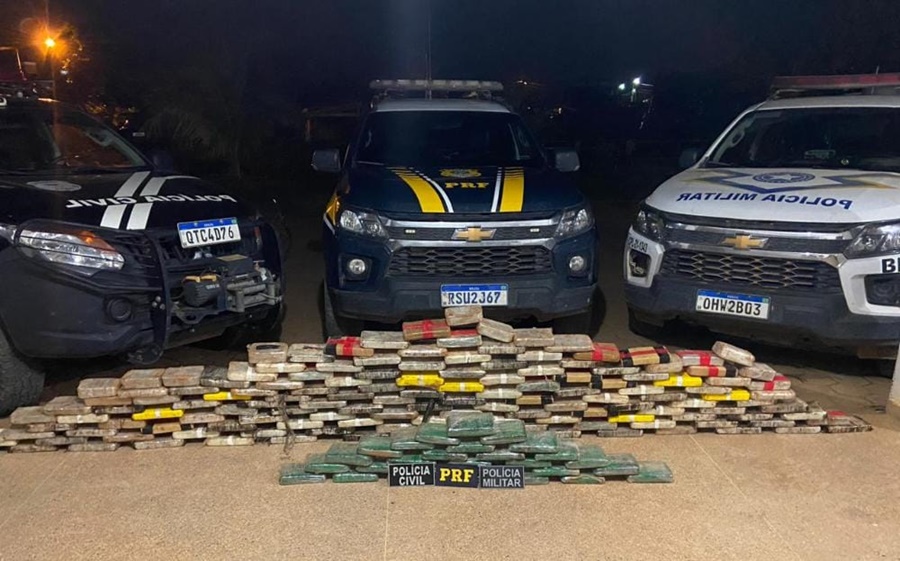 PRF, em uma ação conjunta com a PM e PC, apreende aproximadamente 170 Kg de drogas ilícitas em Machadinho D'Oeste/RO