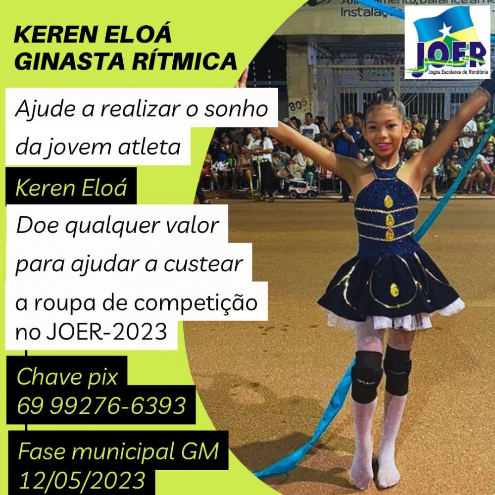 GINÁSTICA RÍTMICA - ATLETA BUSCA APOIO PARA COMPETIR NOS JOGOS ESCOLARES DE RONDÔNIA