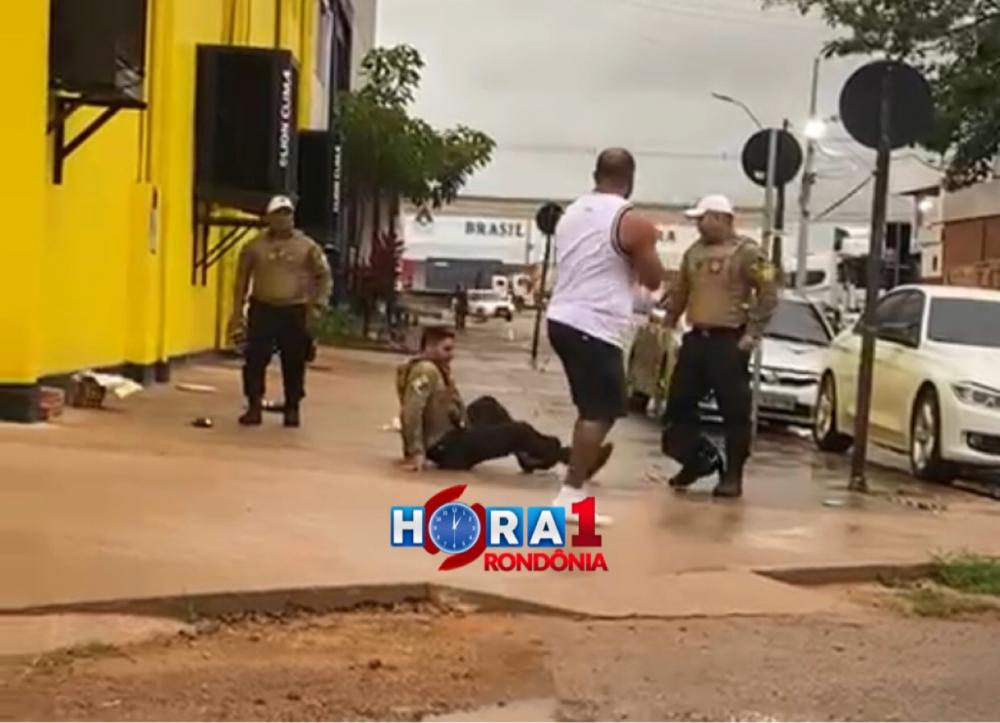 Agentes da Semtran apanham de bombado na frente de academia na zona sul de Porto Velho