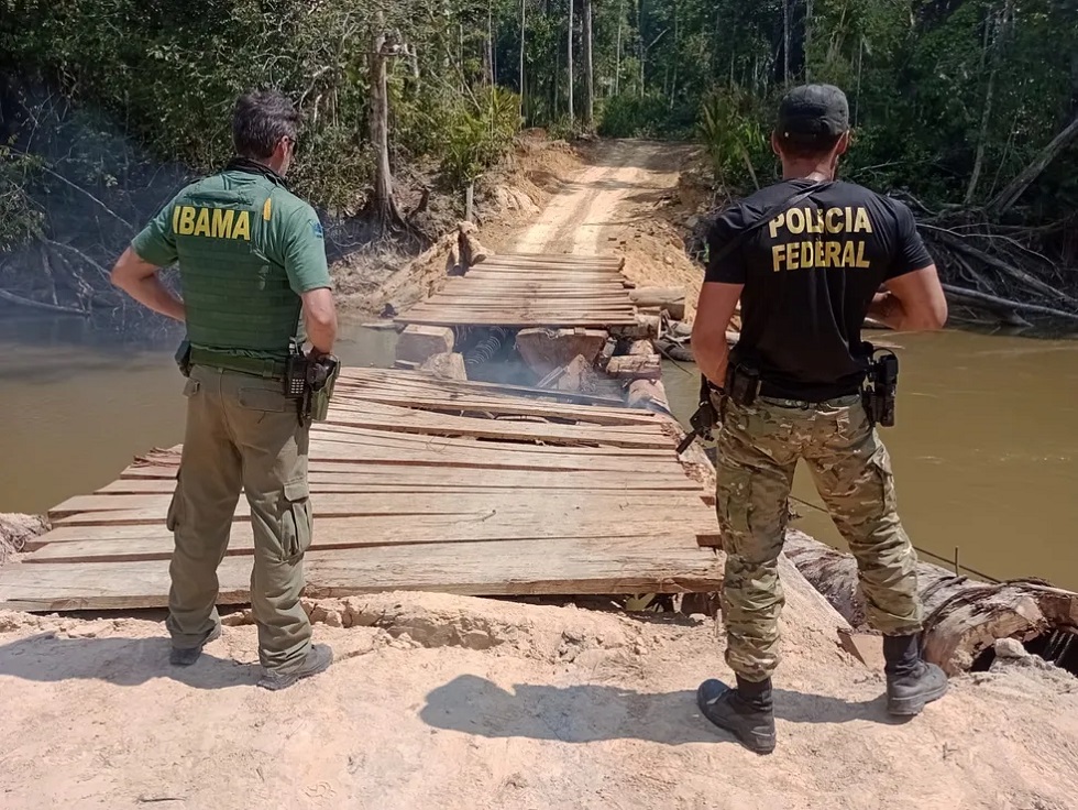 Agentes destroem ponte de madeireiros em reserva indígena de RO