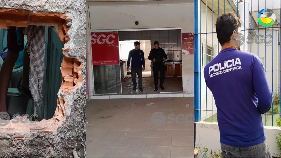 Ataque a Lotérica: Criminosos escalam muro, danificam parede e arrombam cofre em Ariquemes
