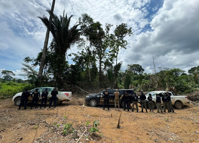 PF, ICMBio e PM ação de combate a crimes ambientais na Resex Rio Ouro Preto 