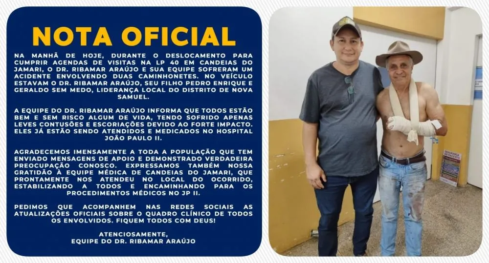Ex-deputado Drº Ribamar Araújo emite nota oficial e tranquiliza população