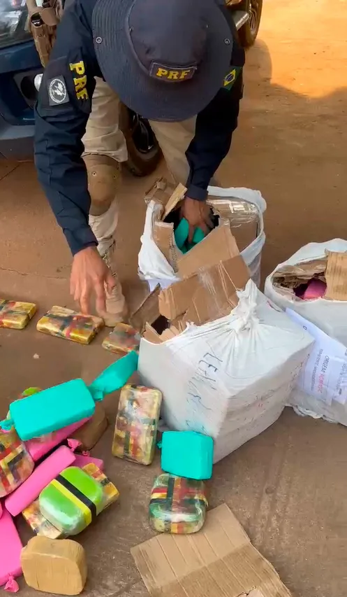PRF apreende quase 90 kg de cocaína e skunk em ônibus na BR-364