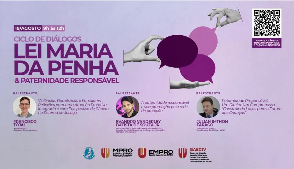 MPRO realizará ciclo de diálogos da Lei Maria da Penha na próxima segunda-feira (19)