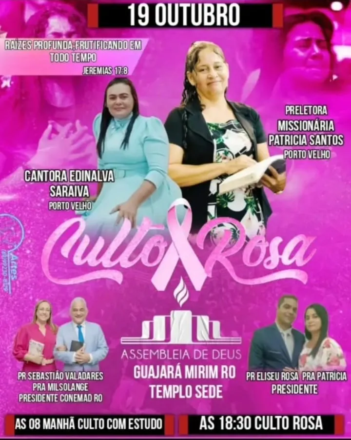 IGREJA ASSEMBLEIA DE DEUS DE MADUREIRA CELEBRA CULTO EM ALUSÃO AO OUTUBRO ROSA