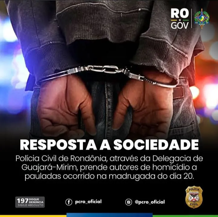 POLÍCIA CIVIL PRENDE TRIO AUTORES DE HOMICÍDIO BRUTAL A PAULADAS EM GUAJARÁ-MIRIM