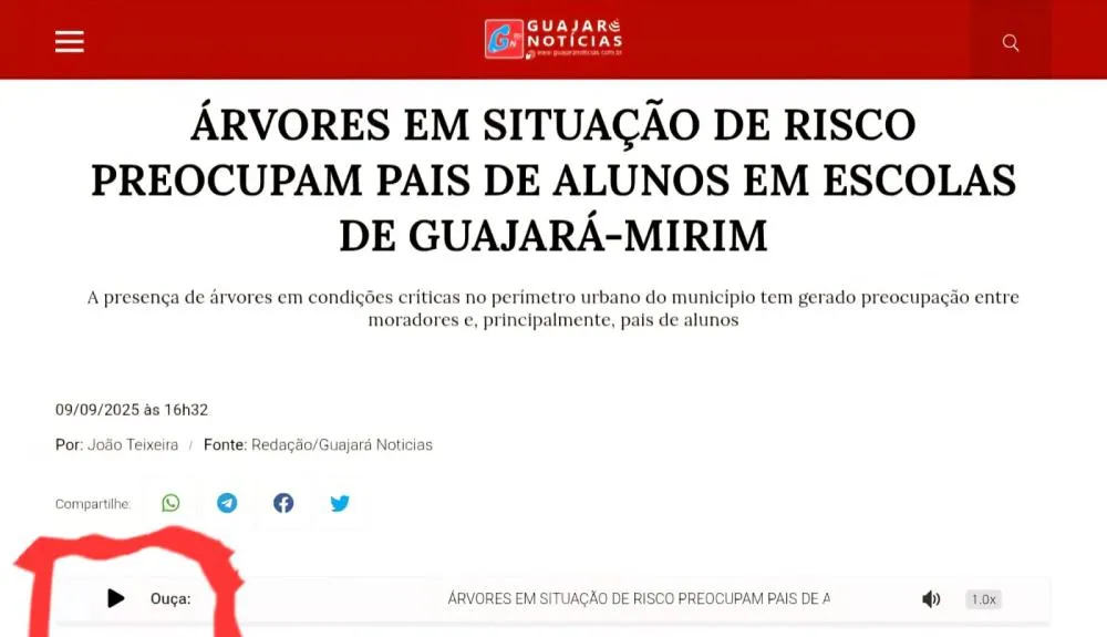GUAJARÁ NOTÍCIAS DISPONIBILIZA OPÇÃO DE CONVERSÃO DE TEXTO EM ÁUDIO