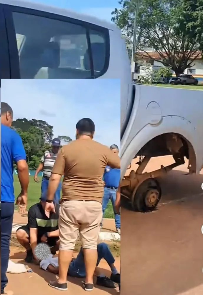 IDOSO É ATINGIDO POR RODA DA CAMIONETE DA PREFEITURA APÓS COMPONENTE SE SOLTAR