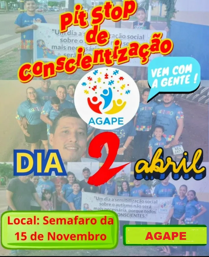 AGAPE REALIZA PIT STOP DE CONSCIENTIZAÇÃO SOBRE O AUTISMO EM GUAJARÁ-MIRIM NO DIA 2 DE ABRIL