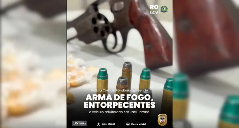 Polícia Civil apreende arma, drogas e moto adulterada em interior de Rondônia