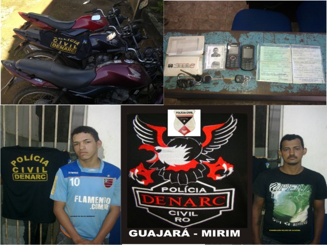 Policiais do DENARC de Guajará-Mirim apreendem três motocicletas roubadas e prende dois homens na BR 425. Fotos